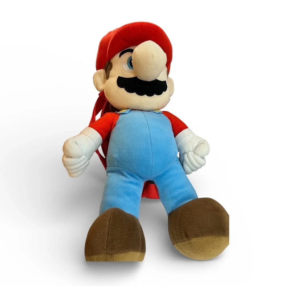 Nintendo Super Mario Plush Backpack‎ Kids 15in Red Blue Excellent Video Game Toy